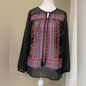 Daniel Rainn Black and Red Patterned Blouse